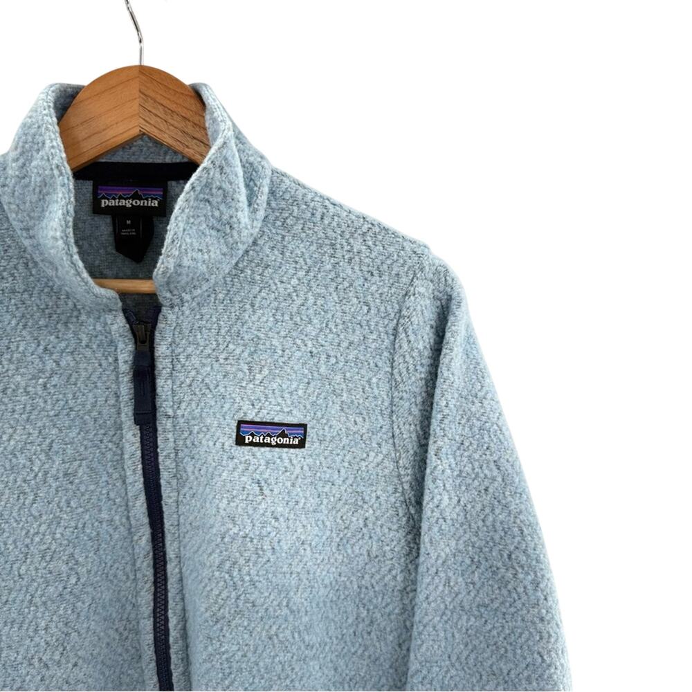 Patagonia Woolyester Fleece Wool Blend Full Zip Jacket Baby Blue & Navy Size Med - Picture 5 of 9